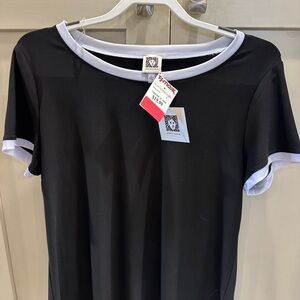Anne Klein Black Short Sleeve Tee with White Trim